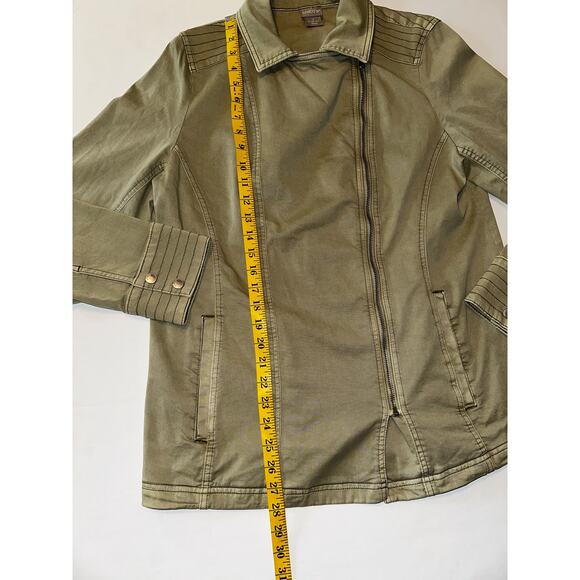 Chicos Womens Lightweight Moto Hip Length Full Zip Coat Jacket Green Sz 2 Lrg 12 - Picture 3 of 8